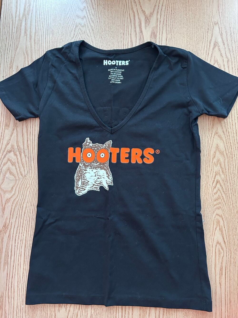 b20 New Women's Hooters Girl Uniform Vintage V-neck T-shirt Cotton Black Small